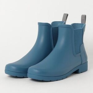 Hunter Refined Chelsea Short Rain Boots Rock Pool Teal Blue 9